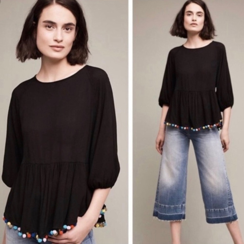 Anthropologie Eri + Ali Pom-Pom Blouse | Size Medium